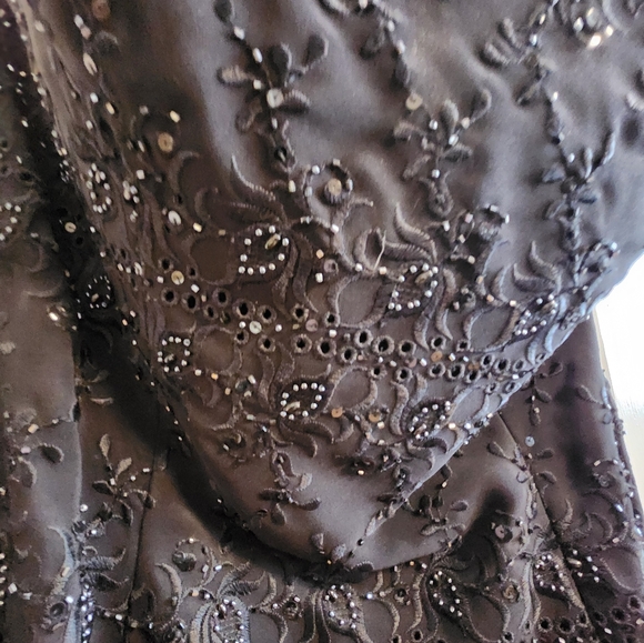 Black Beaded Evening Gown - Picture 3 of 4